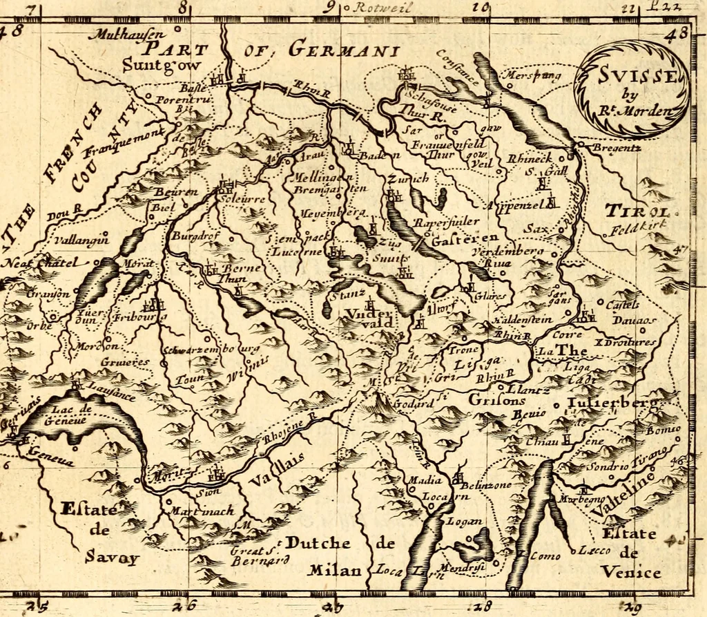 An illustration from Geography rectified; or, A description of the world, in all its kingdoms, provinces, countries ... As also their commodities, coins, weights, and measures, compared with those at London. Illustrated with seventy eight maps. The 3d ed., enl. To which is added a compleat geographical index to the whole, alphabetically digested. The whole work performed according to the more accurate observations and discoveries of modern authors, 1693, leaf 241