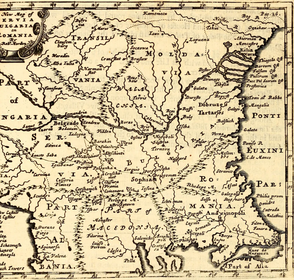 An illustration from Geography rectified; or, A description of the world, in all its kingdoms, provinces, countries ... As also their commodities, coins, weights, and measures, compared with those at London. Illustrated with seventy eight maps. The 3d ed., enl. To which is added a compleat geographical index to the whole, alphabetically digested. The whole work performed according to the more accurate observations and discoveries of modern authors, 1693, leaf 279
