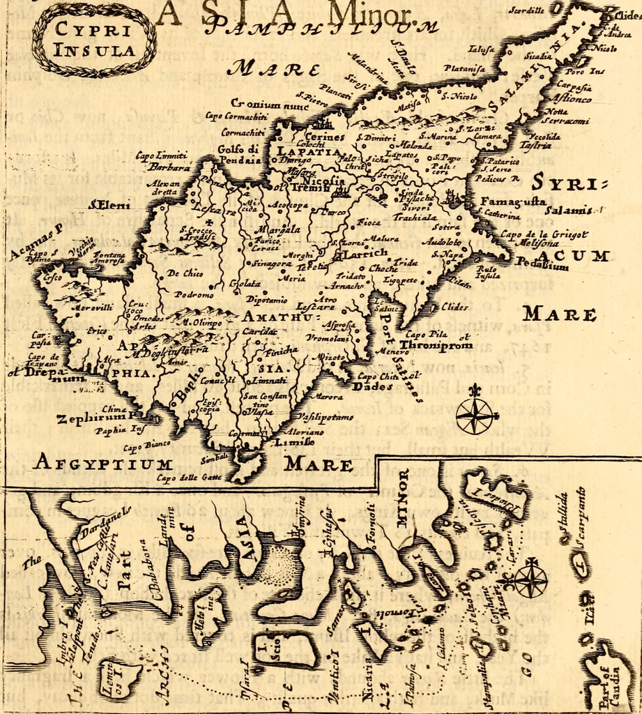 An illustration from Geography rectified; or, A description of the world, in all its kingdoms, provinces, countries ... As also their commodities, coins, weights, and measures, compared with those at London. Illustrated with seventy eight maps. The 3d ed., enl. To which is added a compleat geographical index to the whole, alphabetically digested. The whole work performed according to the more accurate observations and discoveries of modern authors, 1693, leaf 386