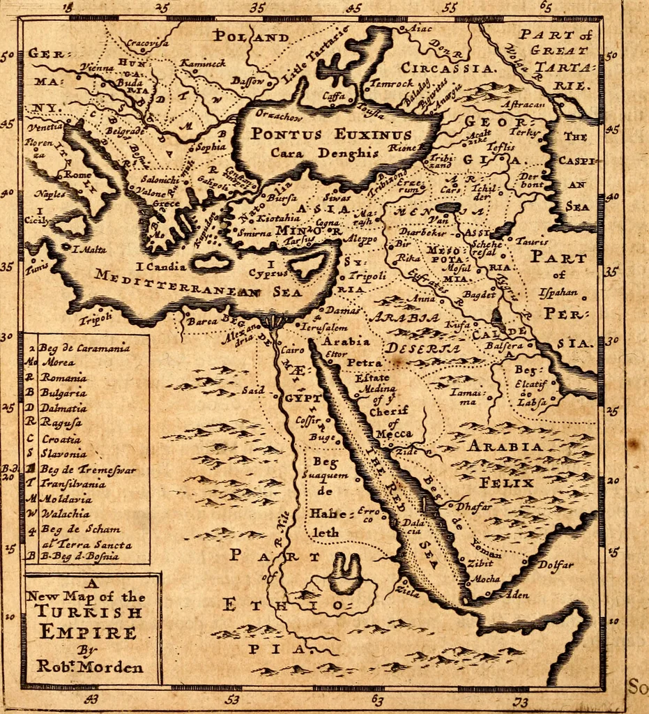 An illustration from Geography rectified; or, A description of the world, in all its kingdoms, provinces, countries ... As also their commodities, coins, weights, and measures, compared with those at London. Illustrated with seventy eight maps. The 3d ed., enl. To which is added a compleat geographical index to the whole, alphabetically digested. The whole work performed according to the more accurate observations and discoveries of modern authors, 1693, leaf 395