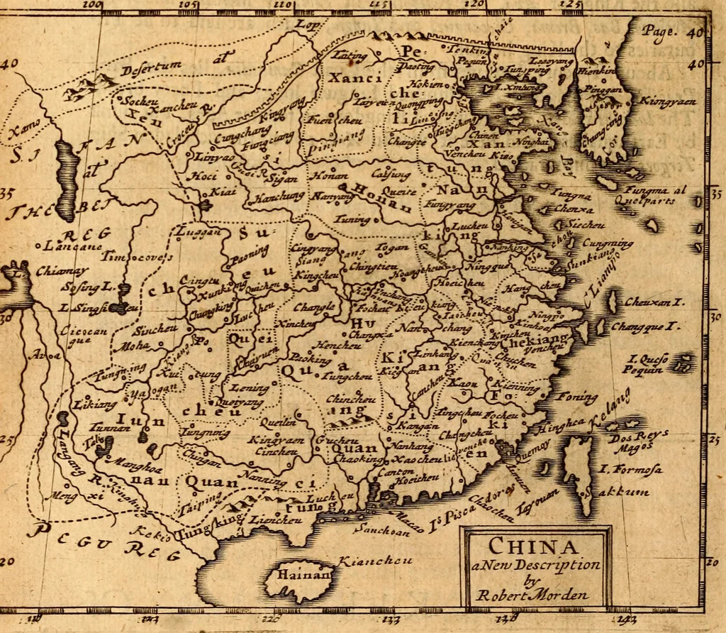 An illustration from Geography rectified; or, A description of the world, in all its kingdoms, provinces, countries ... As also their commodities, coins, weights, and measures, compared with those at London. Illustrated with seventy eight maps. The 3d ed., enl. To which is added a compleat geographical index to the whole, alphabetically digested. The whole work performed according to the more accurate observations and discoveries of modern authors, 1693, leaf 449