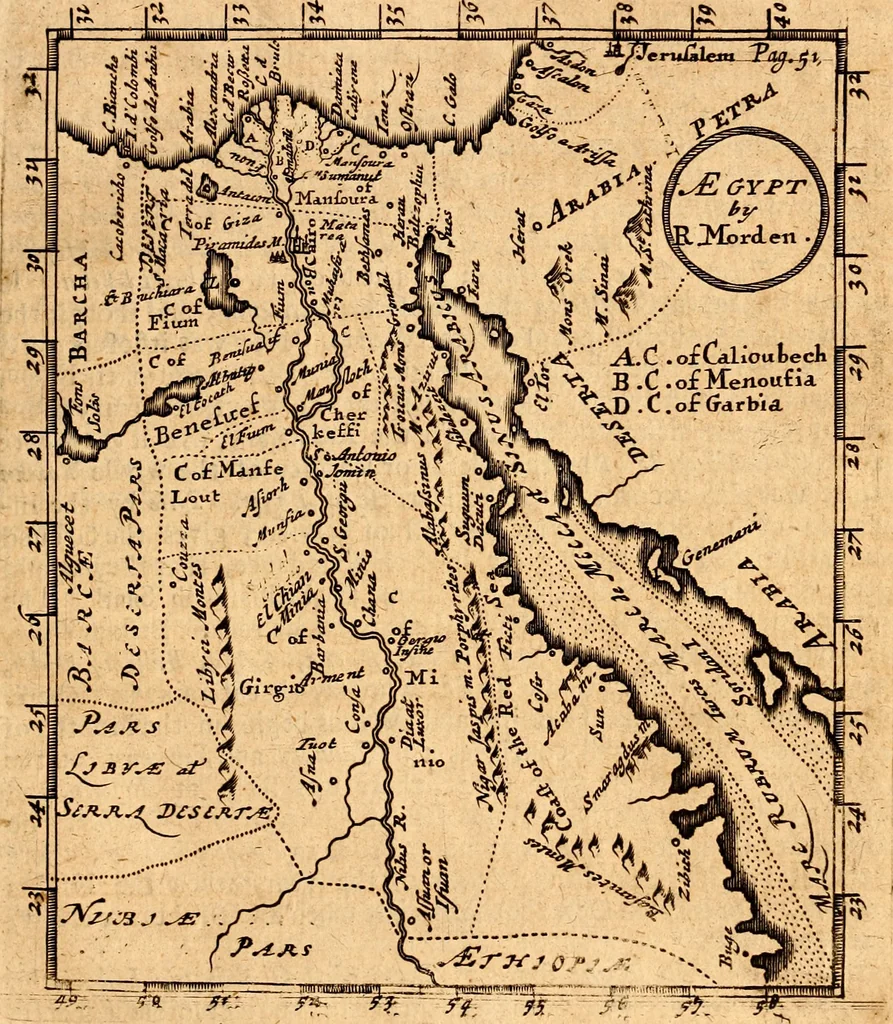 An illustration from Geography rectified; or, A description of the world, in all its kingdoms, provinces, countries ... As also their commodities, coins, weights, and measures, compared with those at London. Illustrated with seventy eight maps. The 3d ed., enl. To which is added a compleat geographical index to the whole, alphabetically digested. The whole work performed according to the more accurate observations and discoveries of modern authors, 1693, leaf 502