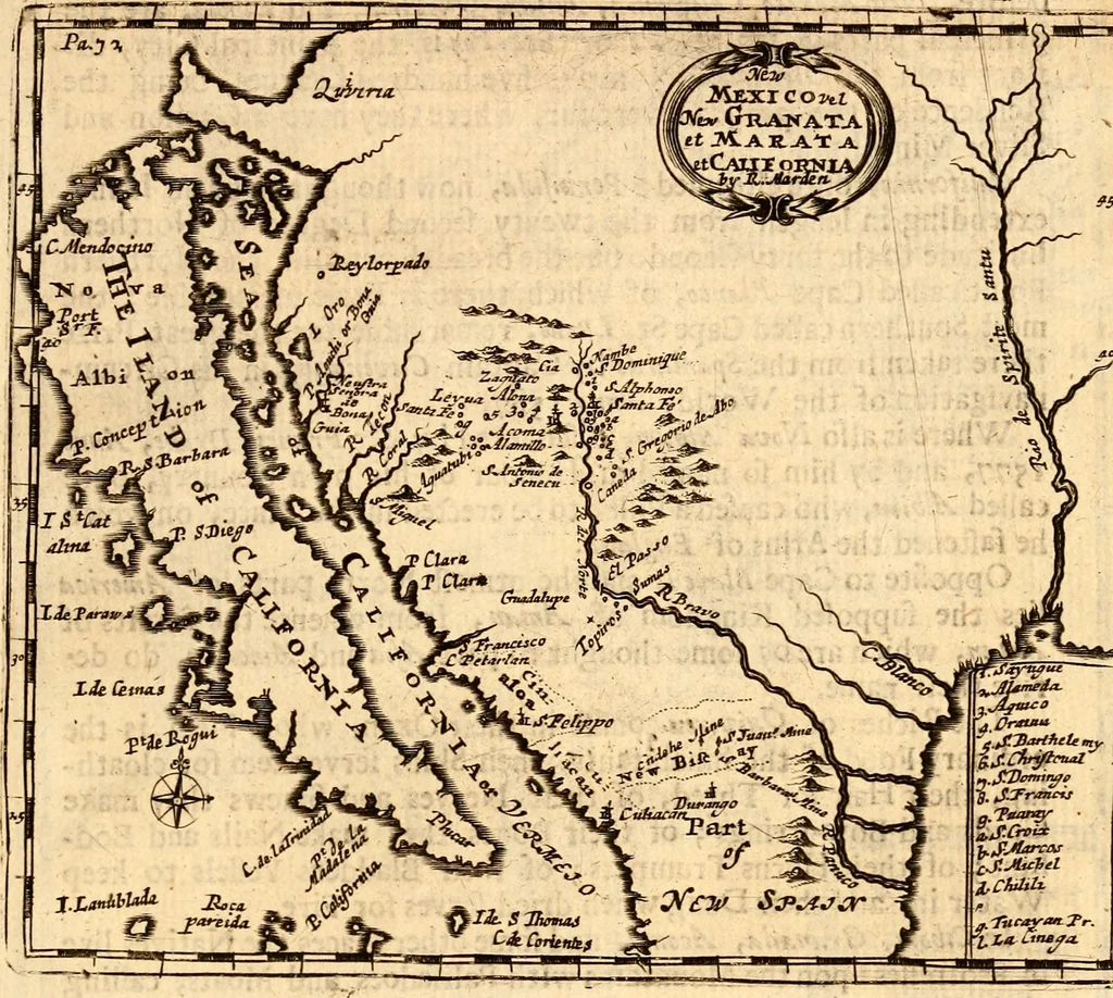 An illustration from Geography rectified; or, A description of the world, in all its kingdoms, provinces, countries ... As also their commodities, coins, weights, and measures, compared with those at London. Illustrated with seventy eight maps. The 3d ed., enl. To which is added a compleat geographical index to the whole, alphabetically digested. The whole work performed according to the more accurate observations and discoveries of modern authors, 1693, leaf 600