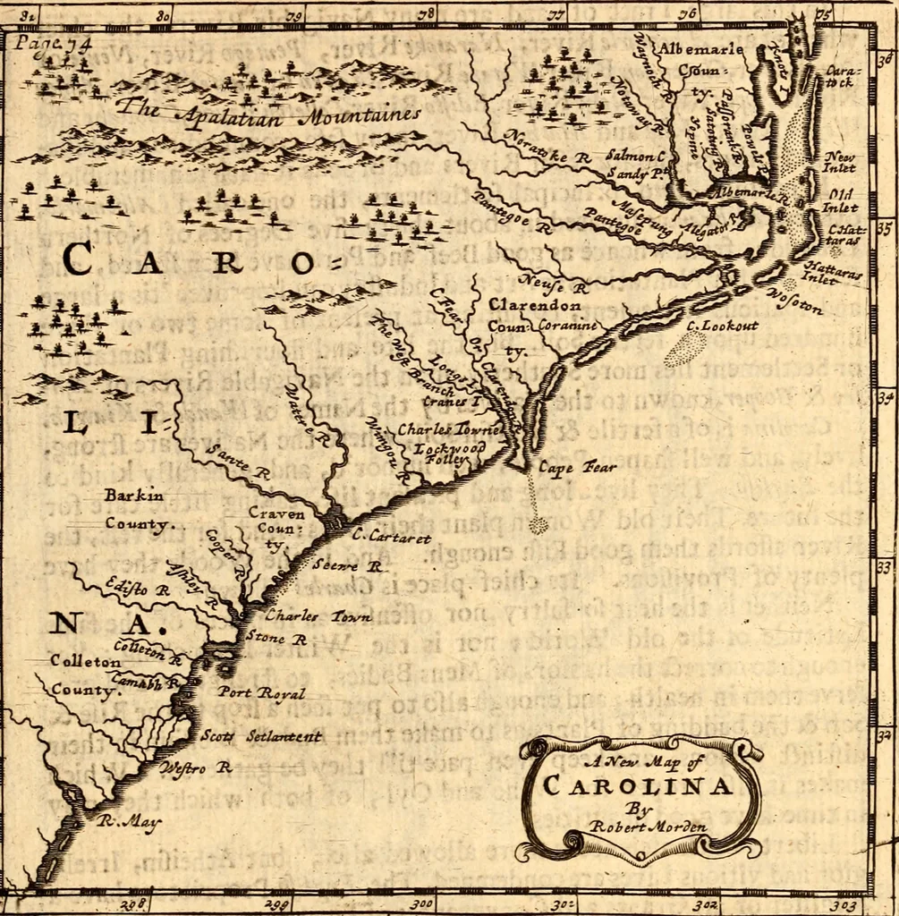 An illustration from Geography rectified; or, A description of the world, in all its kingdoms, provinces, countries ... As also their commodities, coins, weights, and measures, compared with those at London. Illustrated with seventy eight maps. The 3d ed., enl. To which is added a compleat geographical index to the whole, alphabetically digested. The whole work performed according to the more accurate observations and discoveries of modern authors, 1693, leaf 604