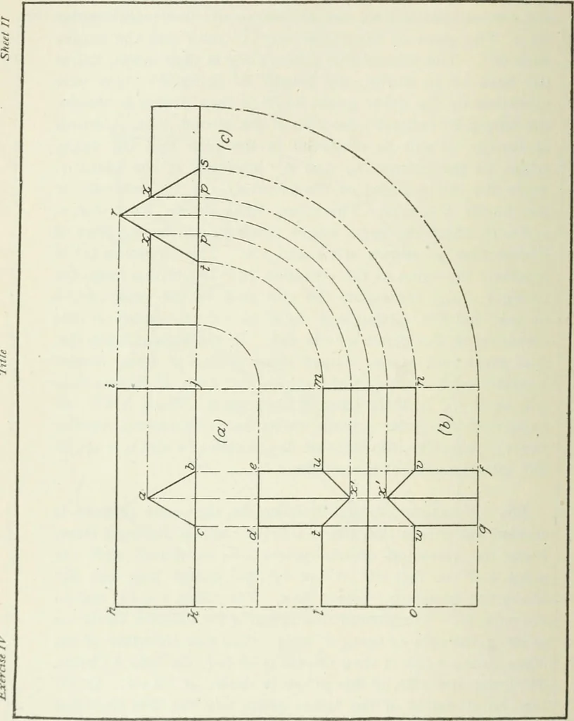 An illustration from Geometrical drawing, projection drawing, freehand and ornamental drawing, wash work and brush drawing, elementary perspective drawing, architectural drawing, 1921, leaf 113