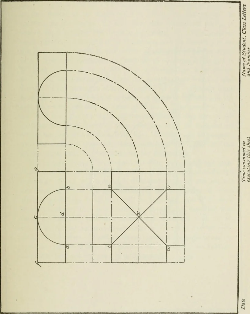 An illustration from Geometrical drawing, projection drawing, freehand and ornamental drawing, wash work and brush drawing, elementary perspective drawing, architectural drawing, 1921, leaf 118