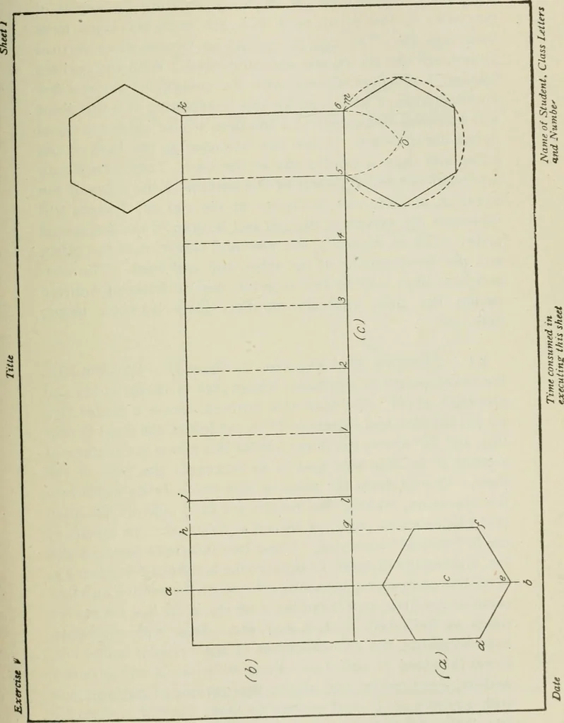 An illustration from Geometrical drawing, projection drawing, freehand and ornamental drawing, wash work and brush drawing, elementary perspective drawing, architectural drawing, 1921, leaf 122