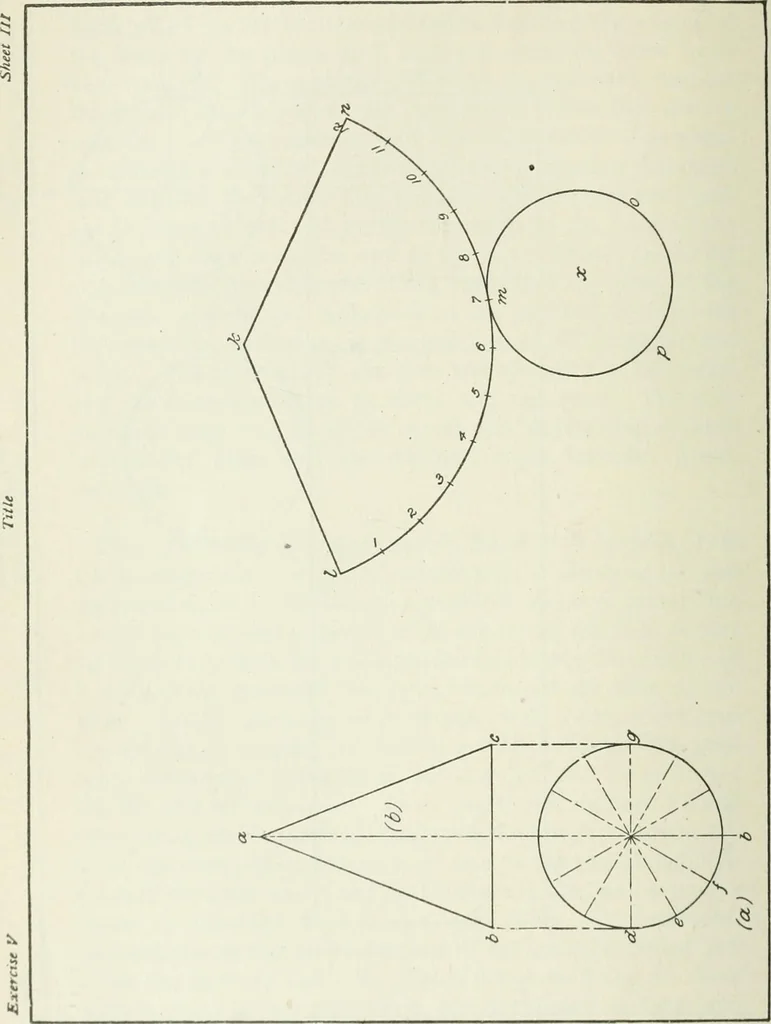 An illustration from Geometrical drawing, projection drawing, freehand and ornamental drawing, wash work and brush drawing, elementary perspective drawing, architectural drawing, 1921, leaf 125