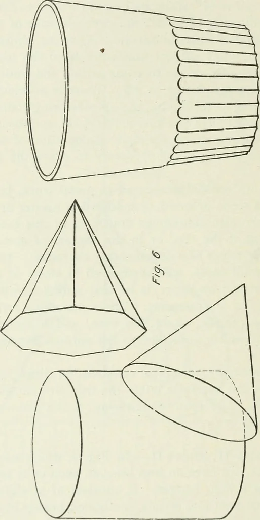 An illustration from Geometrical drawing, projection drawing, freehand and ornamental drawing, wash work and brush drawing, elementary perspective drawing, architectural drawing, 1921, leaf 189