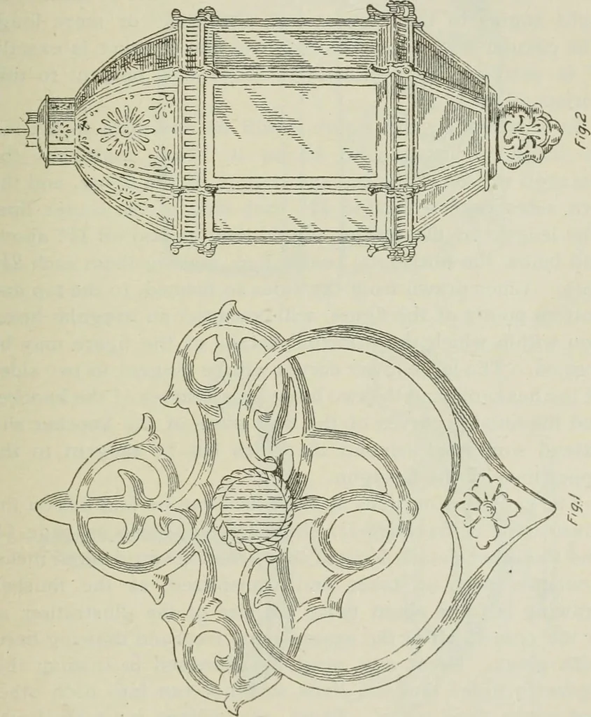 An illustration from Geometrical drawing, projection drawing, freehand and ornamental drawing, wash work and brush drawing, elementary perspective drawing, architectural drawing, 1921, leaf 196