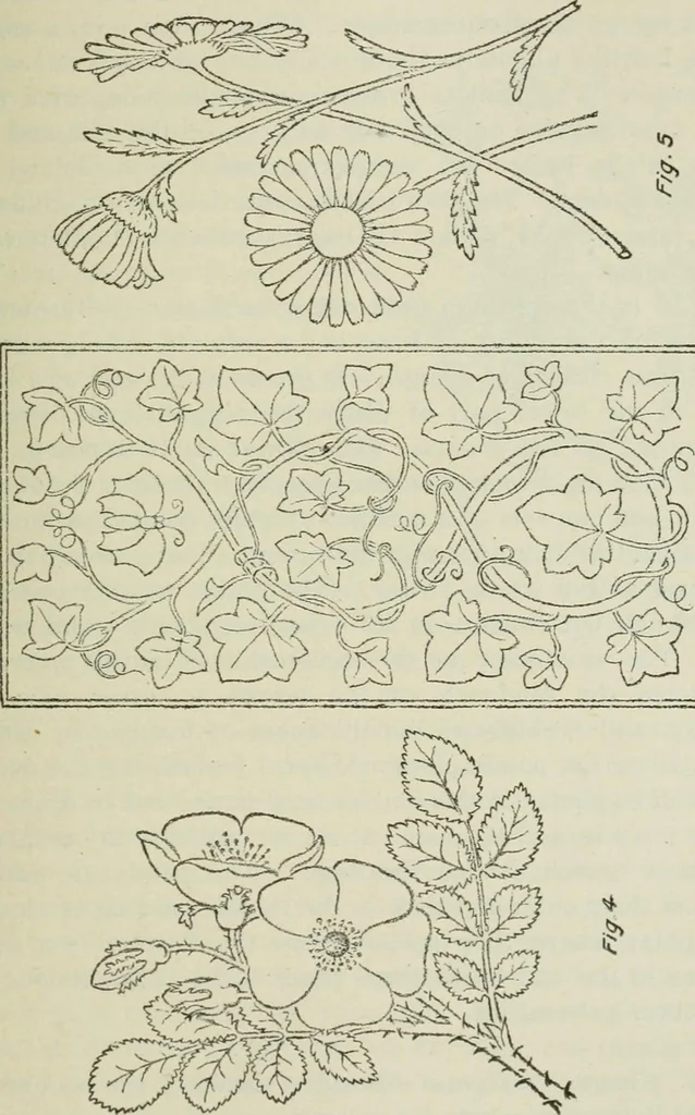 An illustration from Geometrical drawing, projection drawing, freehand and ornamental drawing, wash work and brush drawing, elementary perspective drawing, architectural drawing, 1921, leaf 218