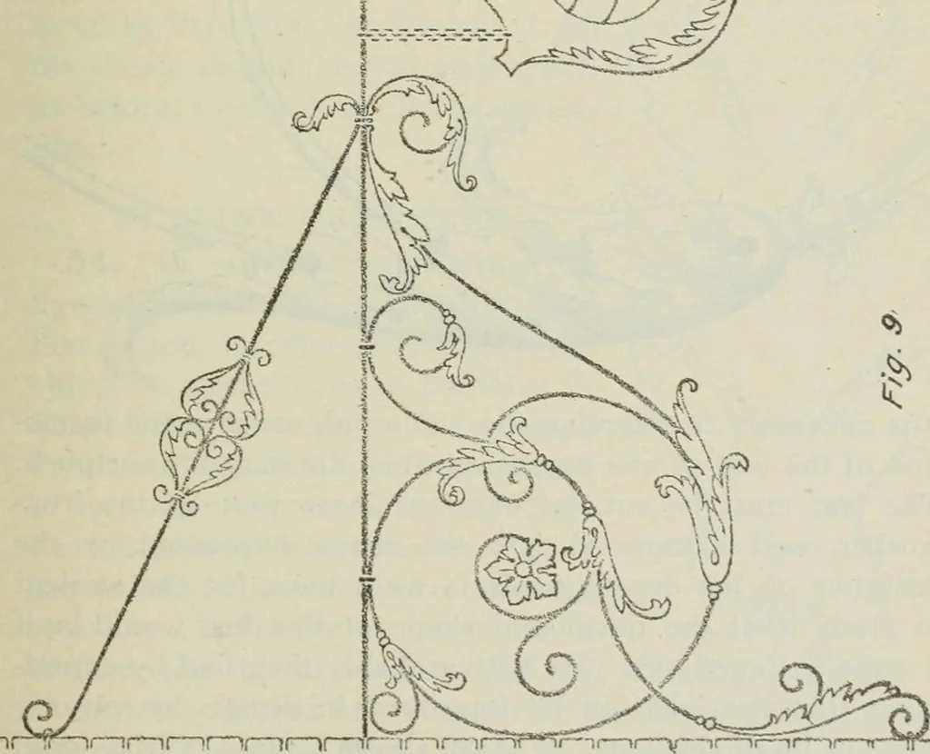 An illustration from Geometrical drawing, projection drawing, freehand and ornamental drawing, wash work and brush drawing, elementary perspective drawing, architectural drawing, 1921, leaf 226