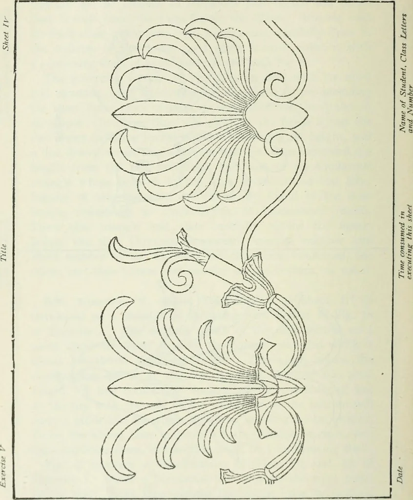 An illustration from Geometrical drawing, projection drawing, freehand and ornamental drawing, wash work and brush drawing, elementary perspective drawing, architectural drawing, 1921, leaf 235