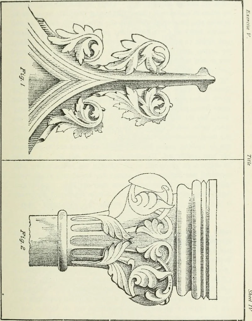 An illustration from Geometrical drawing, projection drawing, freehand and ornamental drawing, wash work and brush drawing, elementary perspective drawing, architectural drawing, 1921, leaf 245