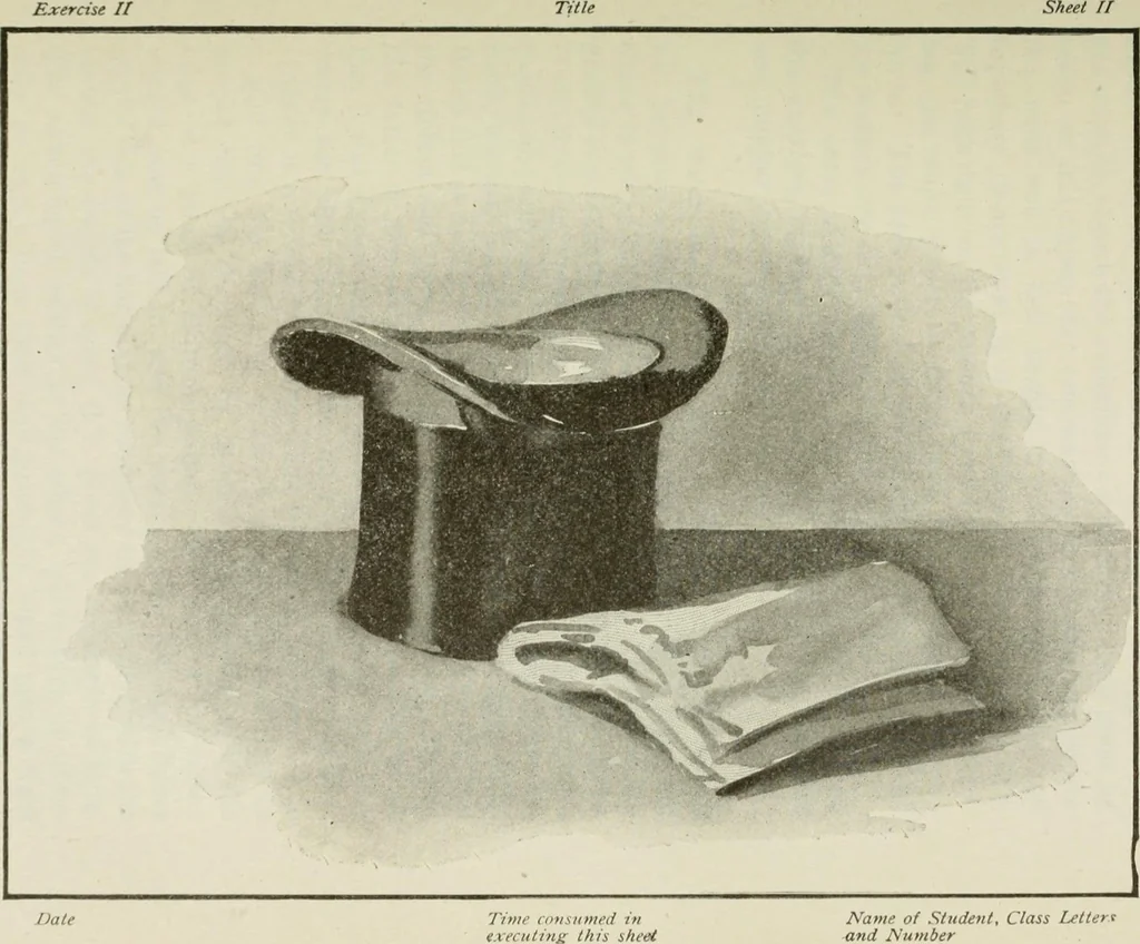 An illustration from Geometrical drawing, projection drawing, freehand and ornamental drawing, wash work and brush drawing, elementary perspective drawing, architectural drawing, 1921, leaf 264