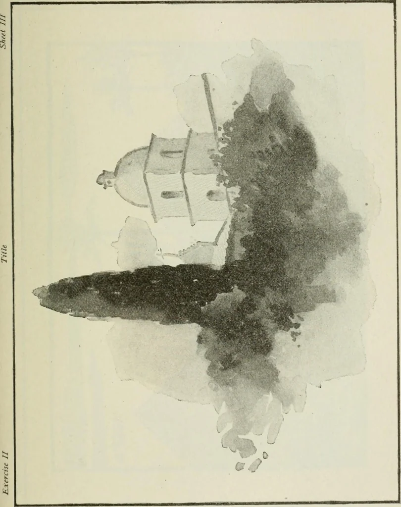 An illustration from Geometrical drawing, projection drawing, freehand and ornamental drawing, wash work and brush drawing, elementary perspective drawing, architectural drawing, 1921, leaf 268