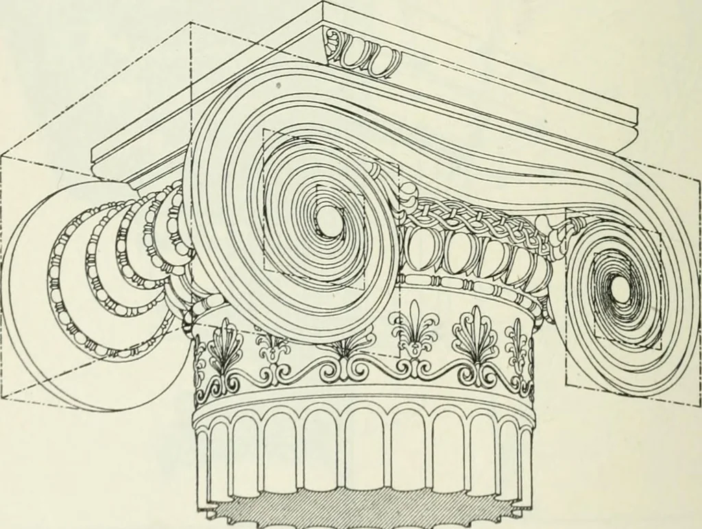 An illustration from Geometrical drawing, projection drawing, freehand and ornamental drawing, wash work and brush drawing, elementary perspective drawing, architectural drawing, 1921, leaf 379