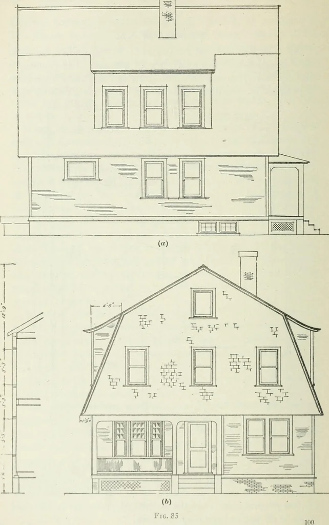 An illustration from Geometrical drawing, projection drawing, freehand and ornamental drawing, wash work and brush drawing, elementary perspective drawing, architectural drawing, 1921, leaf 395