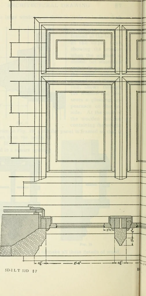 An illustration from Geometrical drawing, projection drawing, freehand and ornamental drawing, wash work and brush drawing, elementary perspective drawing, architectural drawing, 1921, leaf 465