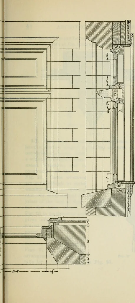 An illustration from Geometrical drawing, projection drawing, freehand and ornamental drawing, wash work and brush drawing, elementary perspective drawing, architectural drawing, 1921, leaf 466