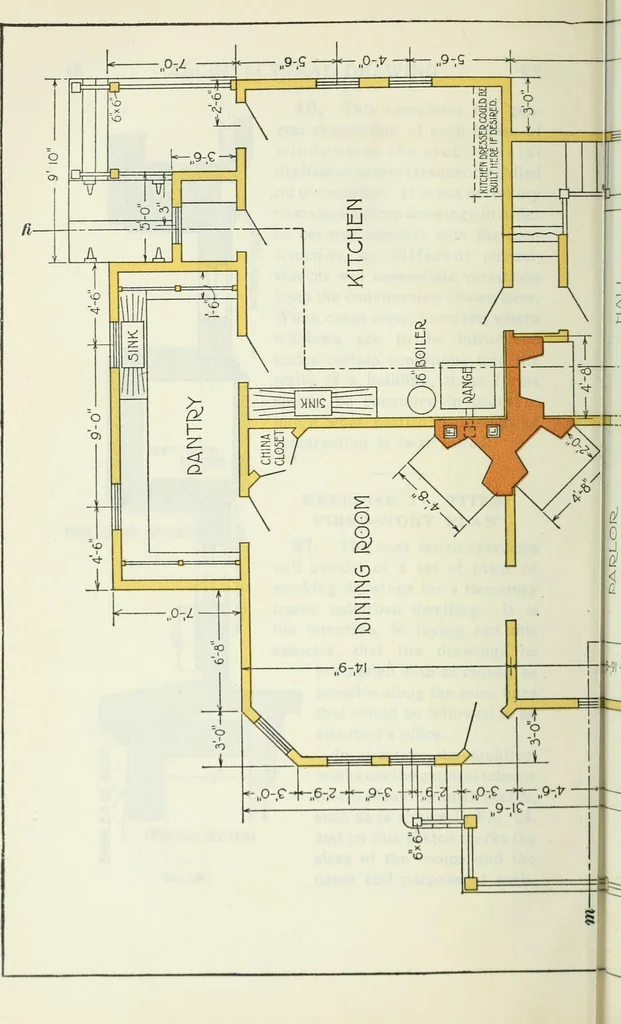 An illustration from Geometrical drawing, projection drawing, freehand and ornamental drawing, wash work and brush drawing, elementary perspective drawing, architectural drawing, 1921, leaf 471