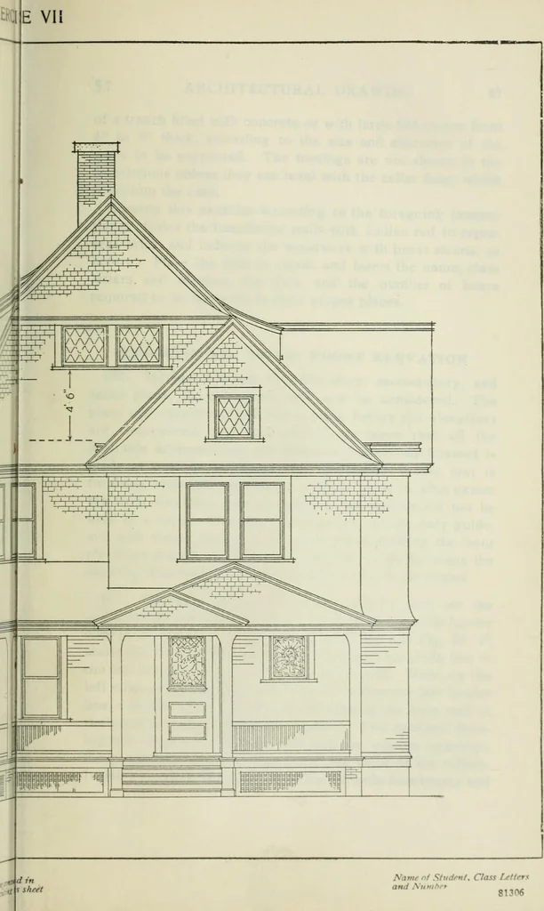 An illustration from Geometrical drawing, projection drawing, freehand and ornamental drawing, wash work and brush drawing, elementary perspective drawing, architectural drawing, 1921, leaf 498