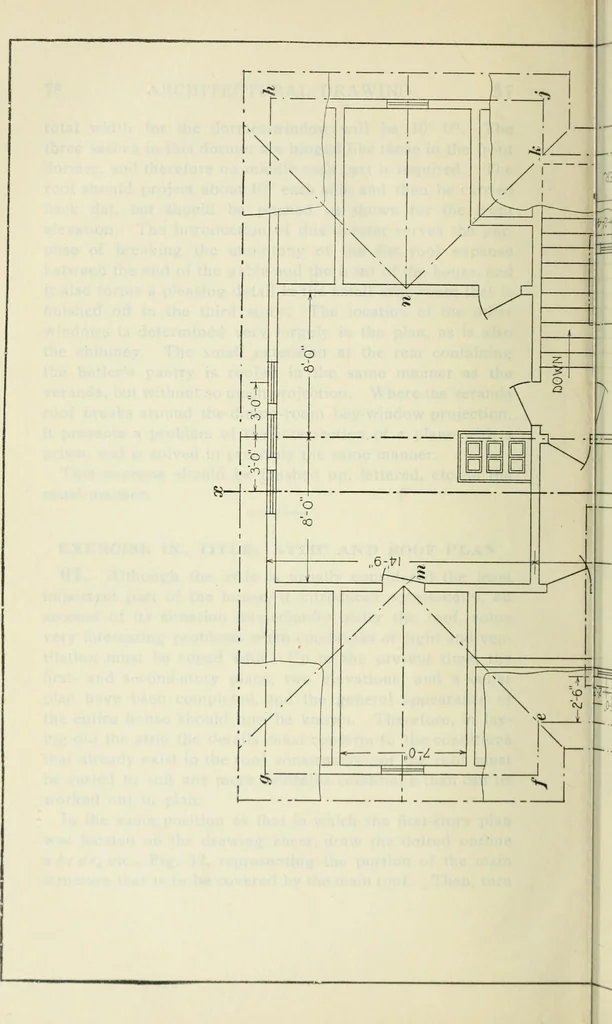 An illustration from Geometrical drawing, projection drawing, freehand and ornamental drawing, wash work and brush drawing, elementary perspective drawing, architectural drawing, 1921, leaf 513