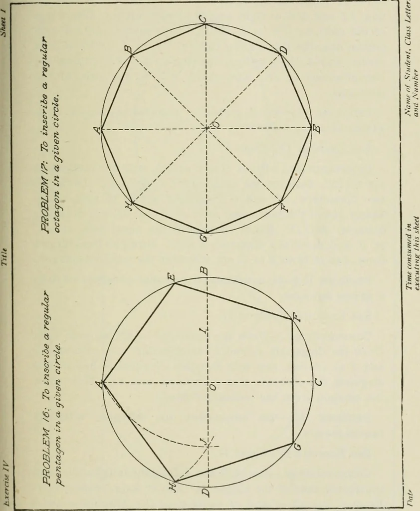 An illustration from Geometrical drawing, projection drawing, freehand and ornamental drawing, wash work and brush drawing, elementary perspective drawing, architectural drawing, 1921, leaf 66