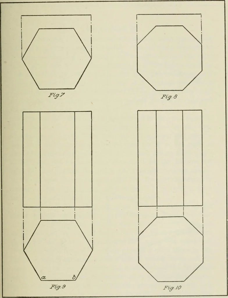 An illustration from Geometrical drawing, projection drawing, freehand and ornamental drawing, wash work and brush drawing, elementary perspective drawing, architectural drawing, 1921, leaf 88