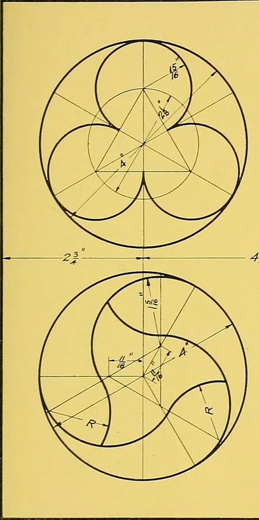 An illustration from Geometrical drawing; a collection of plates for practical use in elementary mechanical drawing, 1915, leaf 43
