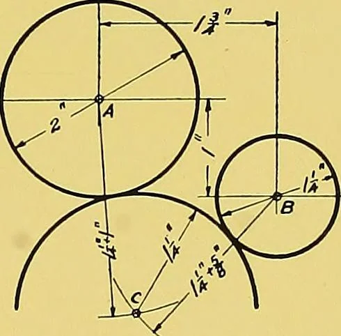 An illustration from Geometrical drawing; a collection of plates for practical use in elementary mechanical drawing, 1915, leaf 55