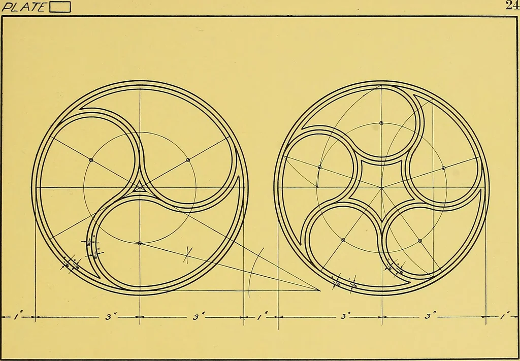 An illustration from Geometrical drawing; a collection of plates for practical use in elementary mechanical drawing, 1915, leaf 61