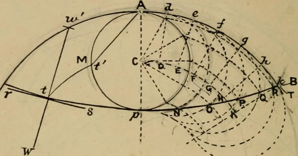 An illustration from Geometrical drawing and design, 1913, leaf 134