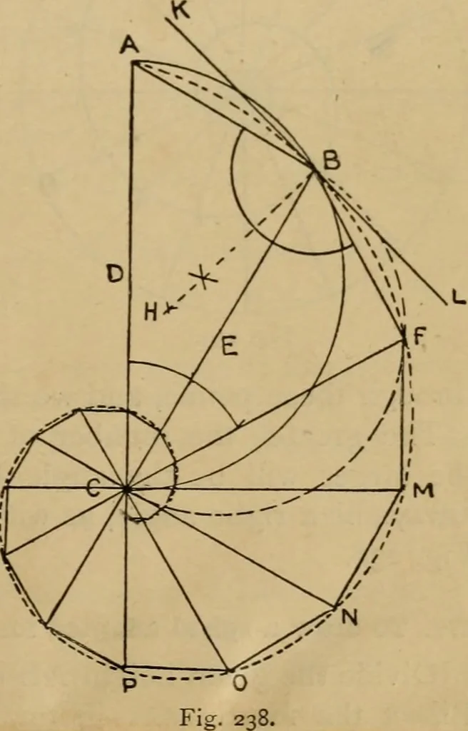 An illustration from Geometrical drawing and design, 1913, leaf 135