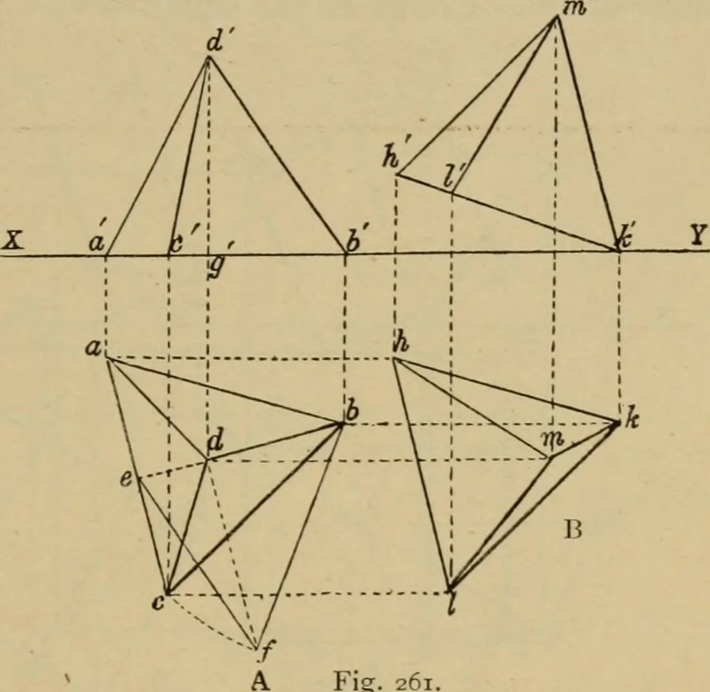 An illustration from Geometrical drawing and design, 1913, leaf 157