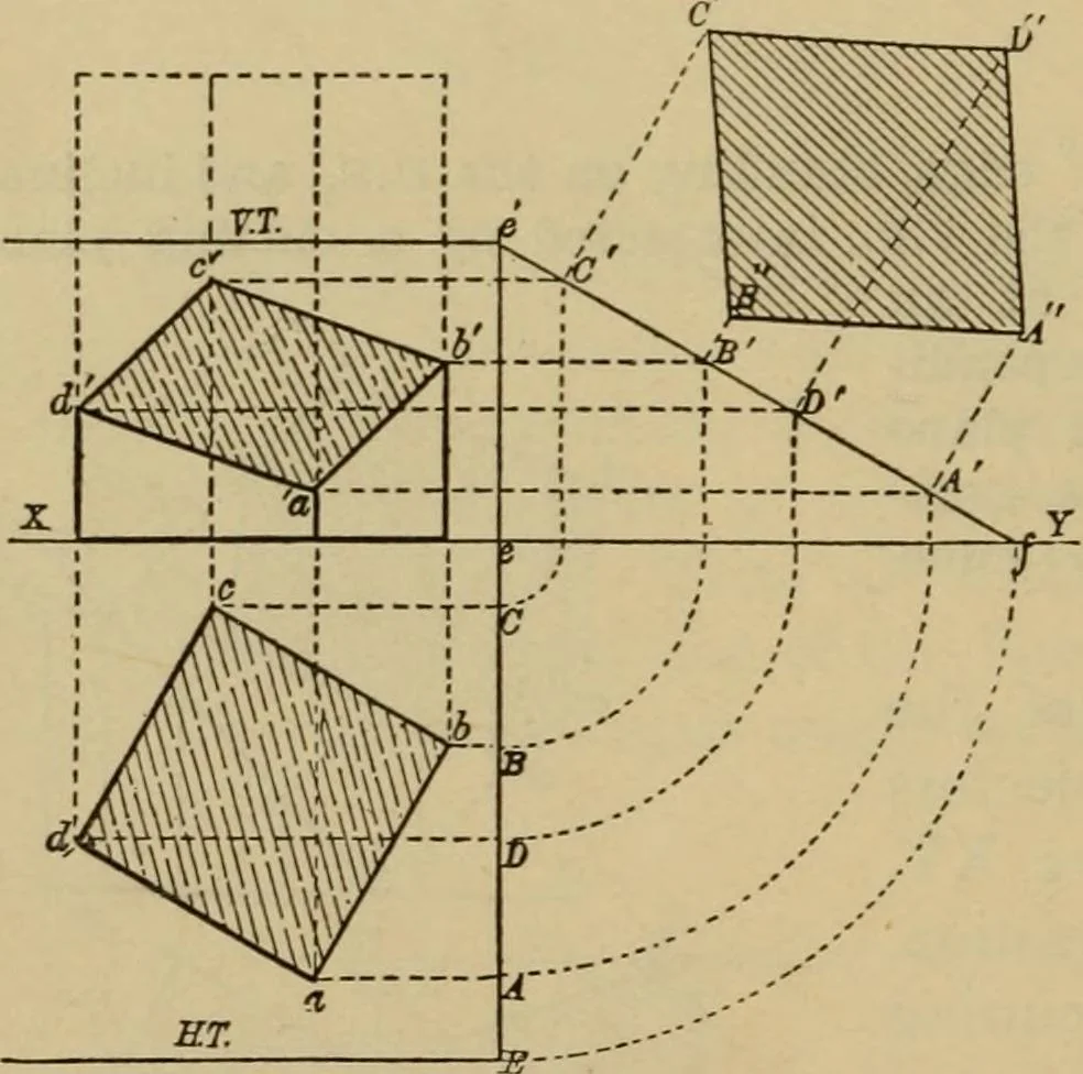 An illustration from Geometrical drawing and design, 1913, leaf 184