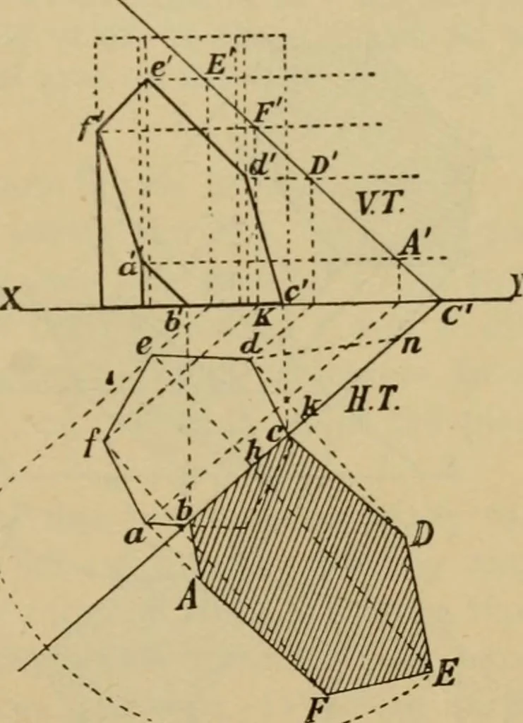 An illustration from Geometrical drawing and design, 1913, leaf 185