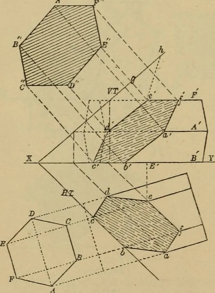 An illustration from Geometrical drawing and design, 1913, leaf 186