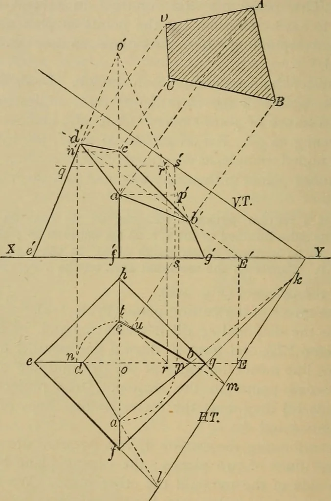 An illustration from Geometrical drawing and design, 1913, leaf 188
