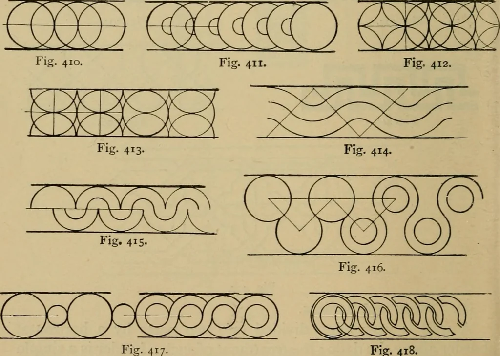 An illustration from Geometrical drawing and design, 1913, leaf 212