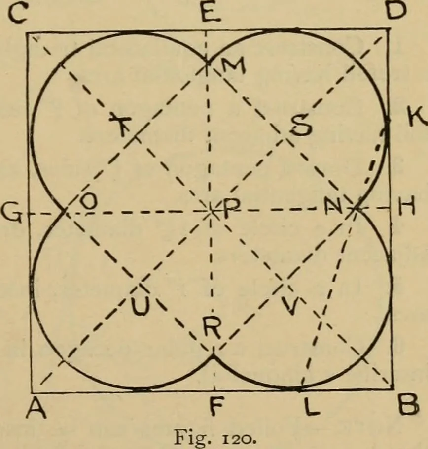 An illustration from Geometrical drawing and design, 1913, leaf 69