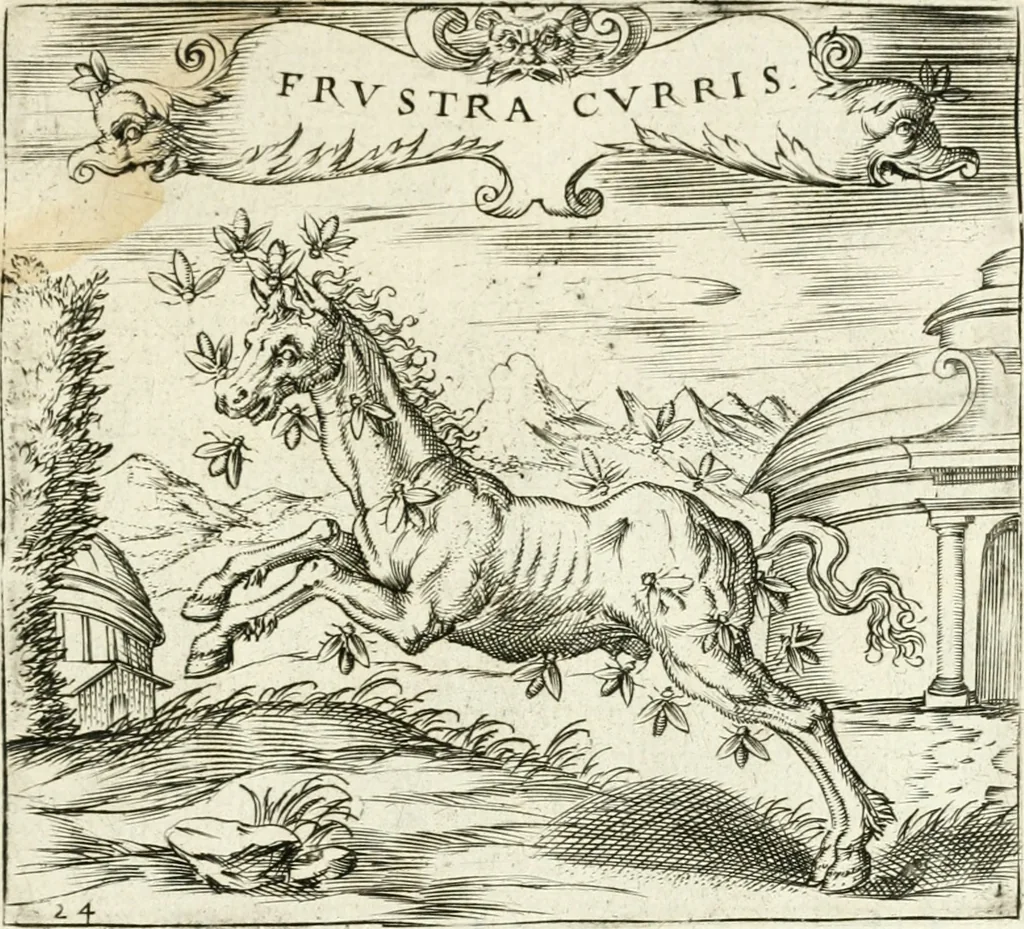 An illustration from Georgiae Montaneae, nobilis Gallae, Emblematvm Christianorvm centvria : cum eorundem Latina interpretatione = Cent emblemes chrestiens, 1584, leaf 114