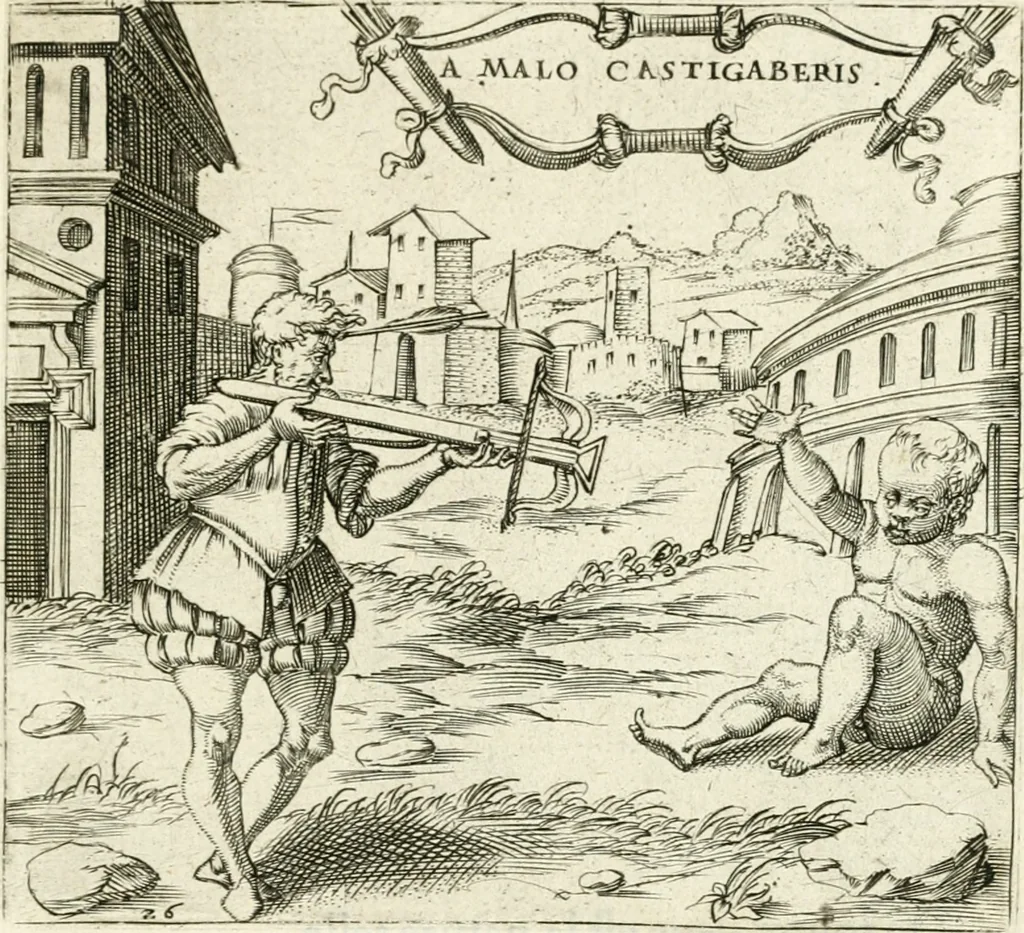 An illustration from Georgiae Montaneae, nobilis Gallae, Emblematvm Christianorvm centvria : cum eorundem Latina interpretatione = Cent emblemes chrestiens, 1584, leaf 122