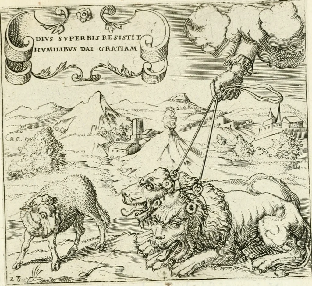 An illustration from Georgiae Montaneae, nobilis Gallae, Emblematvm Christianorvm centvria : cum eorundem Latina interpretatione = Cent emblemes chrestiens, 1584, leaf 130