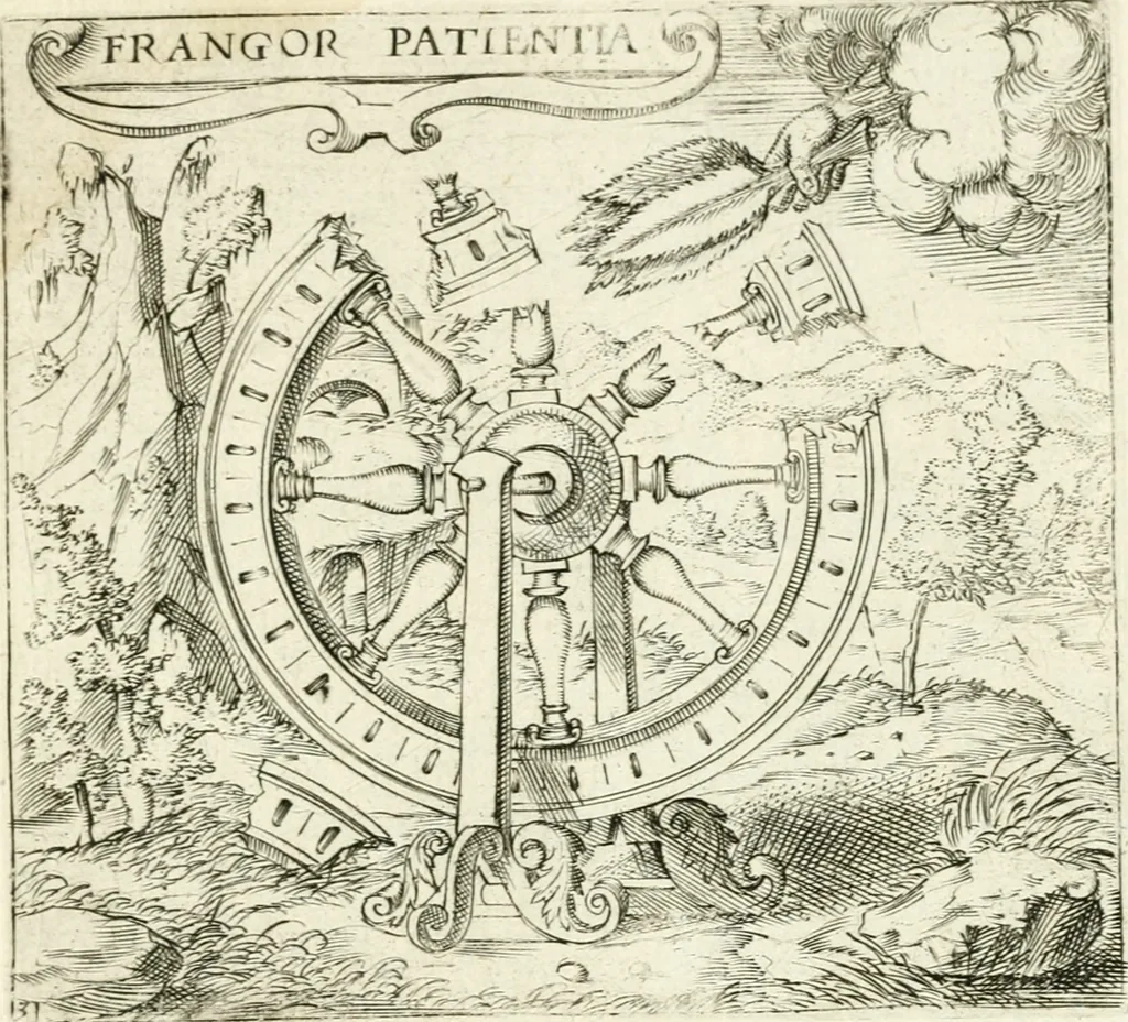 An illustration from Georgiae Montaneae, nobilis Gallae, Emblematvm Christianorvm centvria : cum eorundem Latina interpretatione = Cent emblemes chrestiens, 1584, leaf 142
