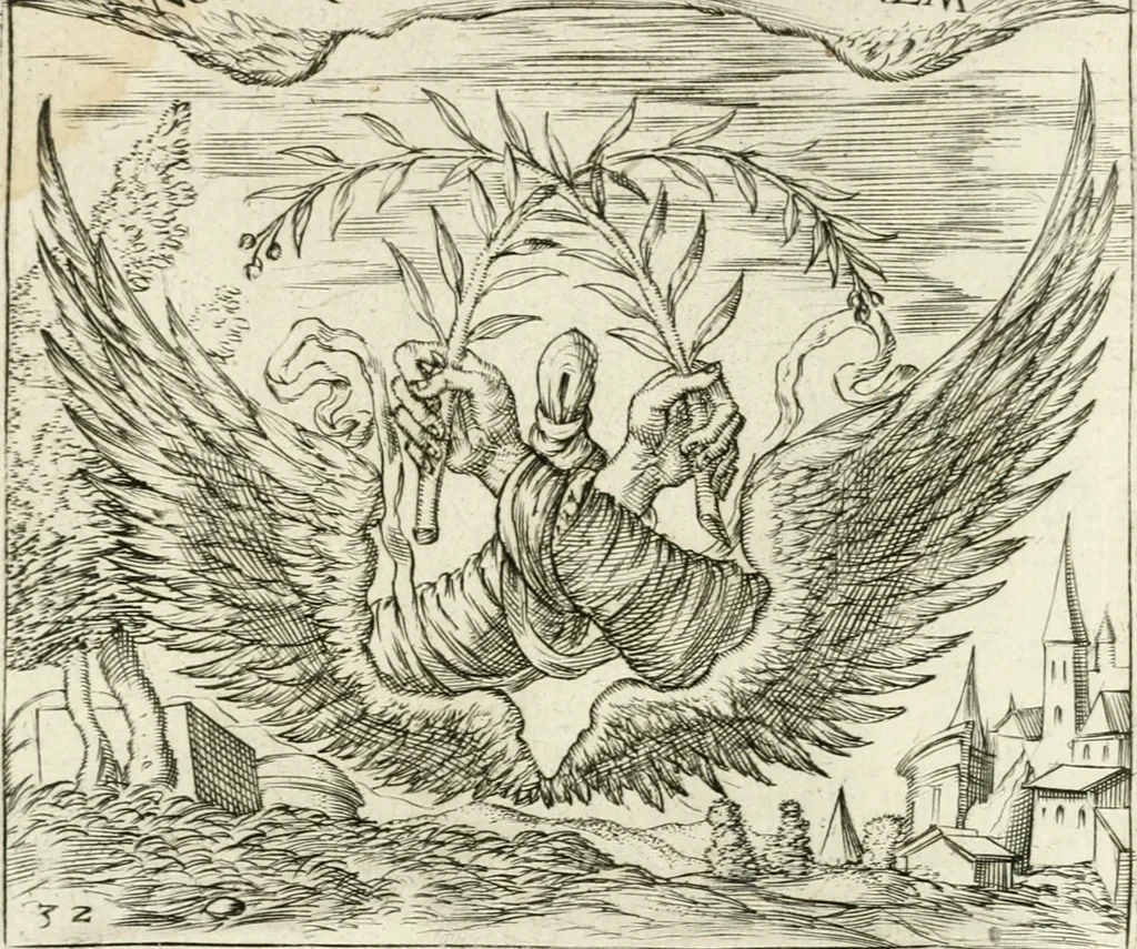 An illustration from Georgiae Montaneae, nobilis Gallae, Emblematvm Christianorvm centvria : cum eorundem Latina interpretatione = Cent emblemes chrestiens, 1584, leaf 146