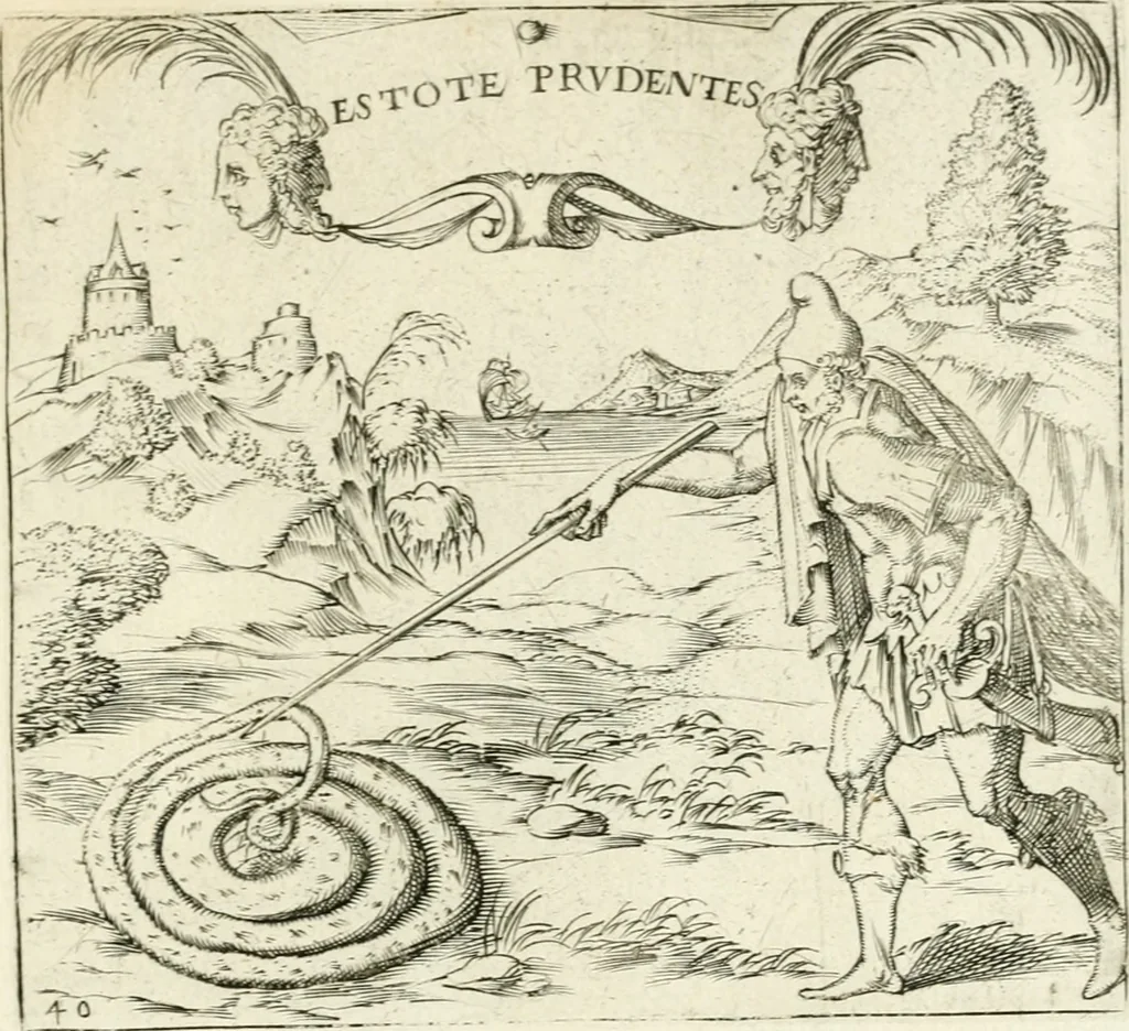 An illustration from Georgiae Montaneae, nobilis Gallae, Emblematvm Christianorvm centvria : cum eorundem Latina interpretatione = Cent emblemes chrestiens, 1584, leaf 178