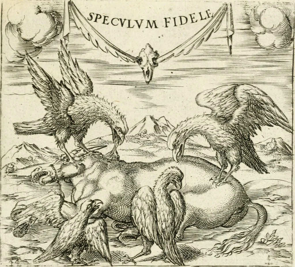 An illustration from Georgiae Montaneae, nobilis Gallae, Emblematvm Christianorvm centvria : cum eorundem Latina interpretatione = Cent emblemes chrestiens, 1584, leaf 194