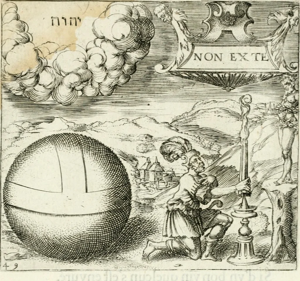 An illustration from Georgiae Montaneae, nobilis Gallae, Emblematvm Christianorvm centvria : cum eorundem Latina interpretatione = Cent emblemes chrestiens, 1584, leaf 214
