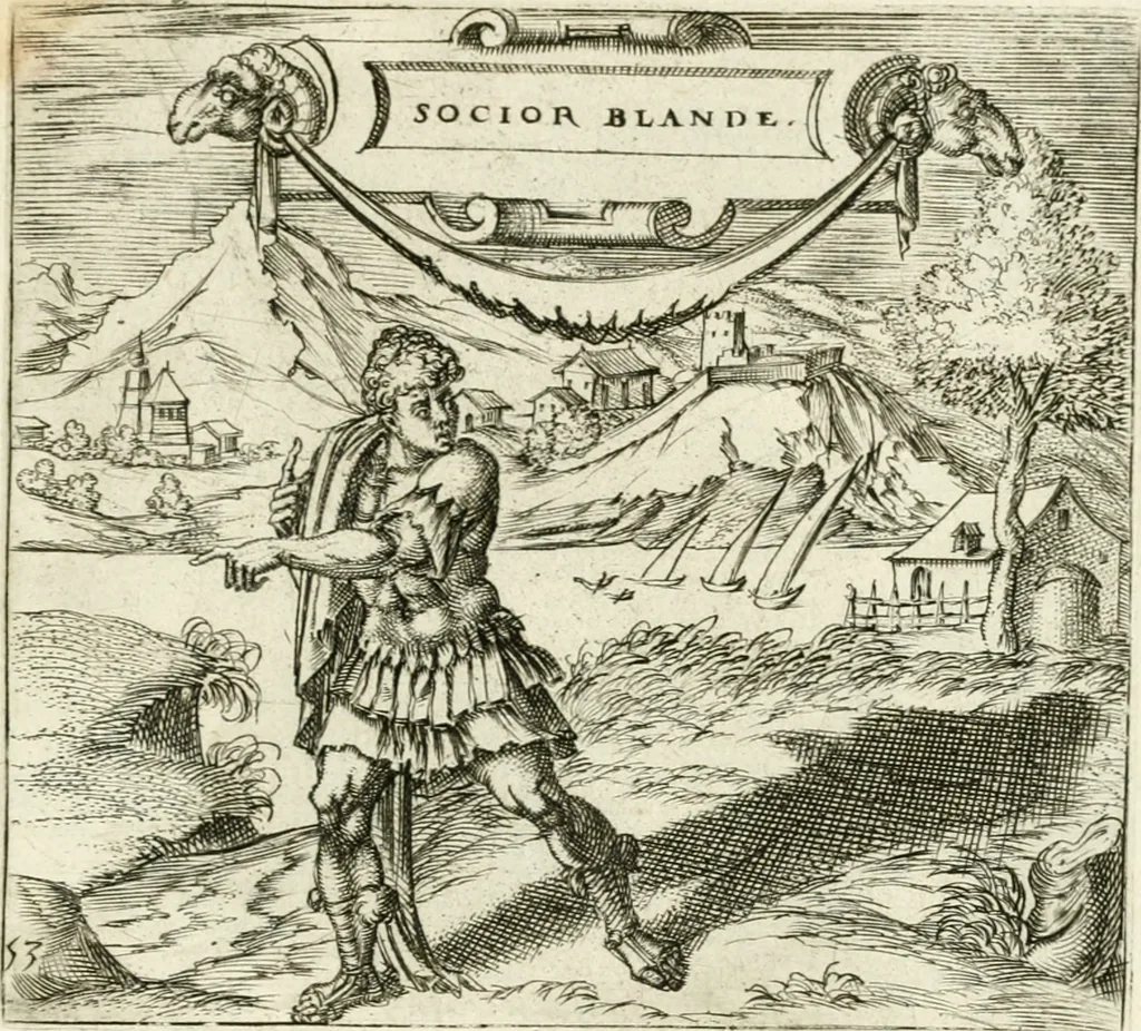 An illustration from Georgiae Montaneae, nobilis Gallae, Emblematvm Christianorvm centvria : cum eorundem Latina interpretatione = Cent emblemes chrestiens, 1584, leaf 230